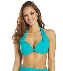 Top de baño de bikini halter camafeo con contornos azul marino Coco Reef, EE. UU. 32D, UK 32D - Imagen 2 de 4