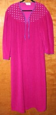 VTG Vanity Fair Fushsia Velour Robe Housecoat Sz L 1/2 Zip Made USA