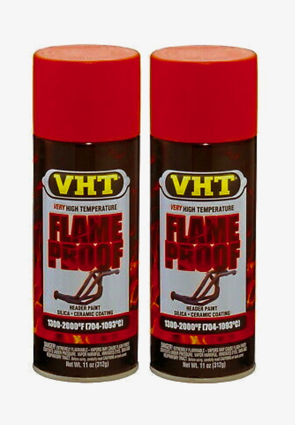 2 X VHT FLAT ORANGE FLAMEPROOF EXHAUST MANIFOLD HEADER PAINT COATING