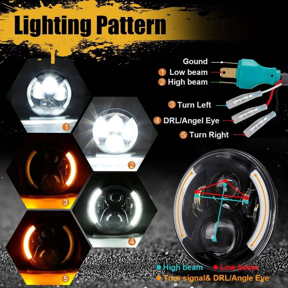 Faro LED de 7 pulgadas con intermitente para Harley Davidson Touring Street Glide Foto 2 de 4