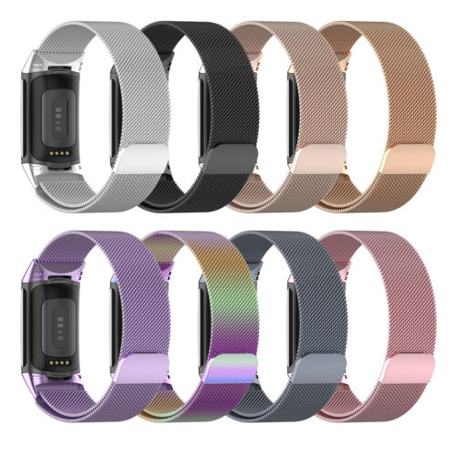 Pour bracelet de montre Fitbit Charge5 bracelet milanais en acier inoxydable ceinture boucle magnétique - Photo 1/20