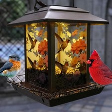 Solar Bird Feeder for Outdoors - 2.5LBs Metal Wild Bird Feeder with Solar Lan...