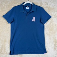 Psycho Bunny Mens Blue Pima Cotton Pique Polo Shirt Size 3 B6K302S7PC