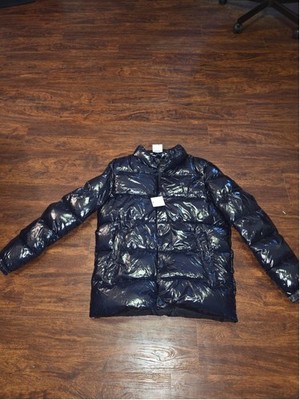 Calvin Klein Men's Glossy Black Puffer Jacket Water Resistant Small NWT