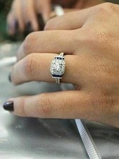 2Ct Round Cut Lab Created Diamond In 14K White Gold FN Halo Ring For Engagement