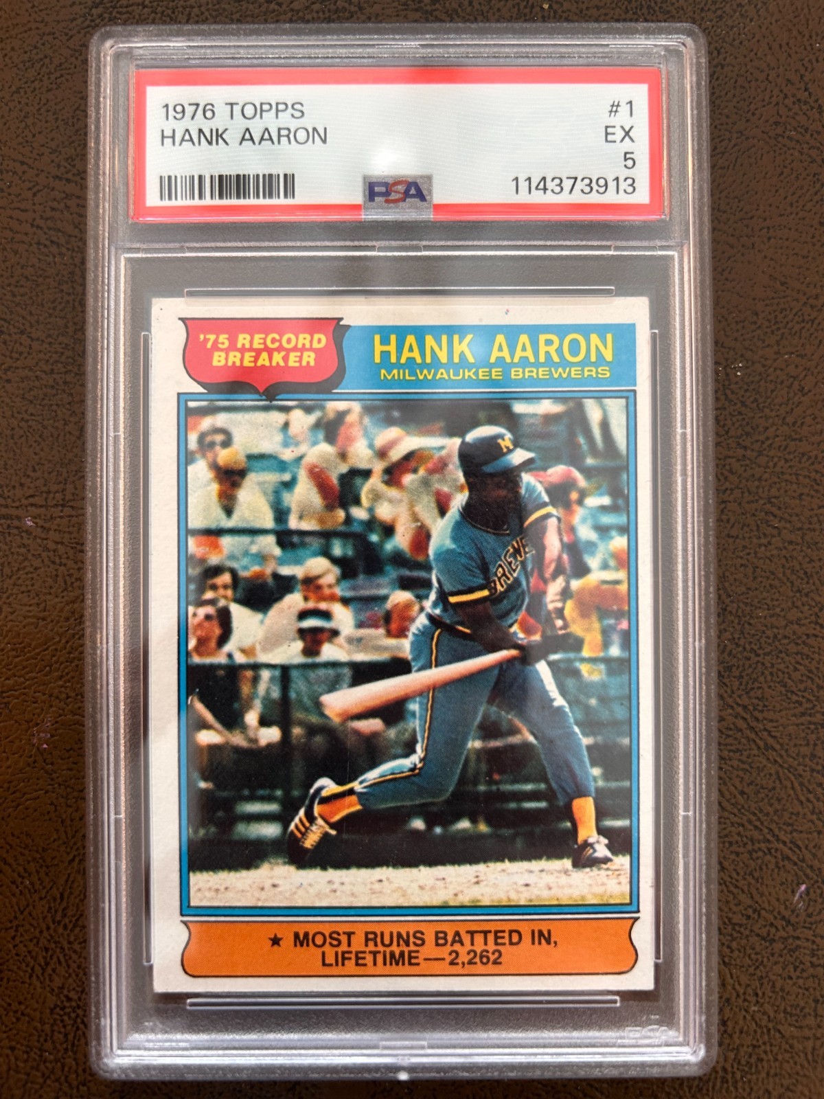 1976 Topps Baseball '75 Record Breakers Hank Aaron #1. PSA Graded 5