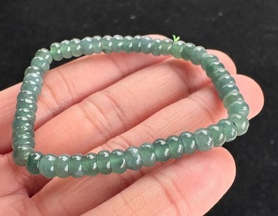 5mm Icy Green Abacus Jadeite Jade Beads Bracelet, 100% Untreated Certified