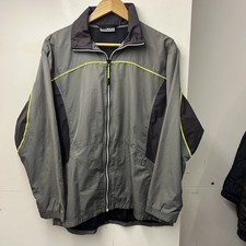 Vintage ASICS Mens Jacket Grey Neon Green Detailing Windbreaker Running M/L