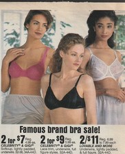 Vintage 90's Lingerie Bra  Ad Flyer Clipping