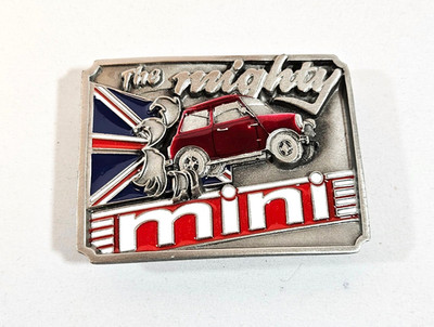 The Mighty Mini Metall Gürtelschnalle, rot, blau, Union Jack Mini, nagelneu ungetragen