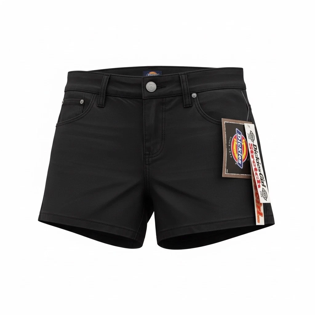 Dickies Girl 3" black Shorts NHH601 Juniors Low Rise Stretch 4 Pocket sizes 0-15