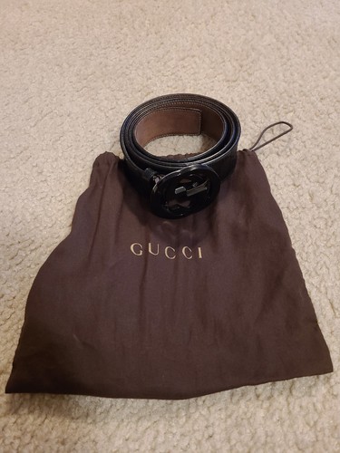 Authentic Black Imprime Monogram GG Belt 110cm Mens 40