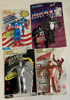 Vintage Marvel Super Action Heroes Bend-Ems Twistable Justoys 90's
