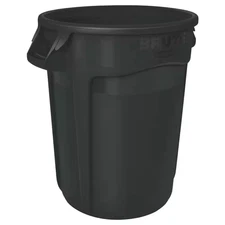 Brute 44 Gal. Black round Vented Lid Trash Can