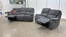'Costa' 3+ 2 Seater Sofa Set Manual Recliner Charcoal Grey Heave Fabric Storage