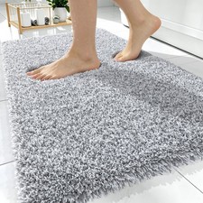 OLANLY Microfiber Bathroom Rugs 30x20, Quick Dry 30" X 20", Grey and White