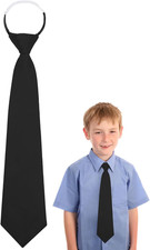 Boys Black/Red Tie, Kids Clip on Tie for Boys Girls, Pre-tie Kids Necktie 6-12 Y