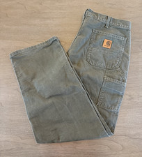 Carhartt B11 MOS Pants Men  s Sz 38x32 Green Carpenter Dungaree Fit Duck Canvas