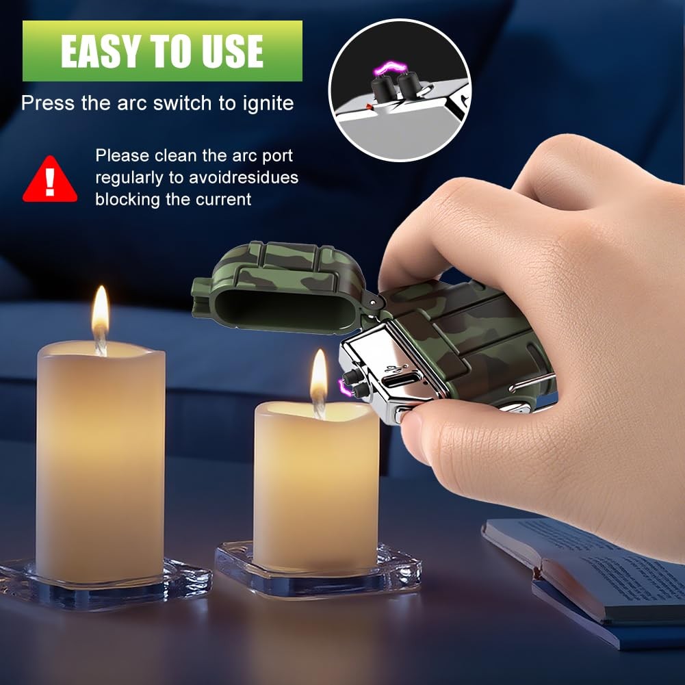 Electric Lighter USB C Rechargeable Plasma Lighter Windproof Flameless Arc Li...