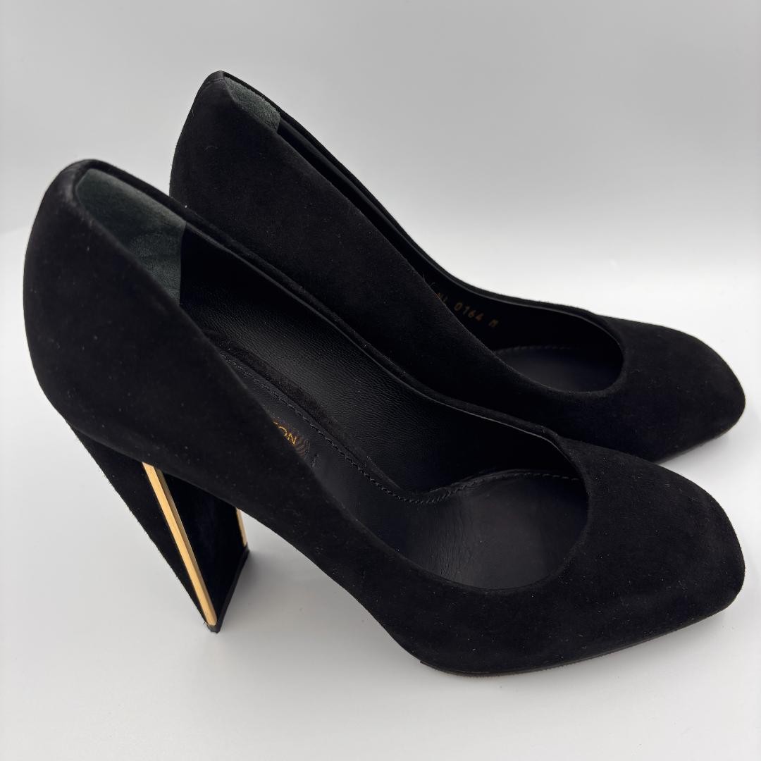 LOUIS VUITTON Suede Heel Pumps Black EU 36.5 135323K Authentic thumbnail 5