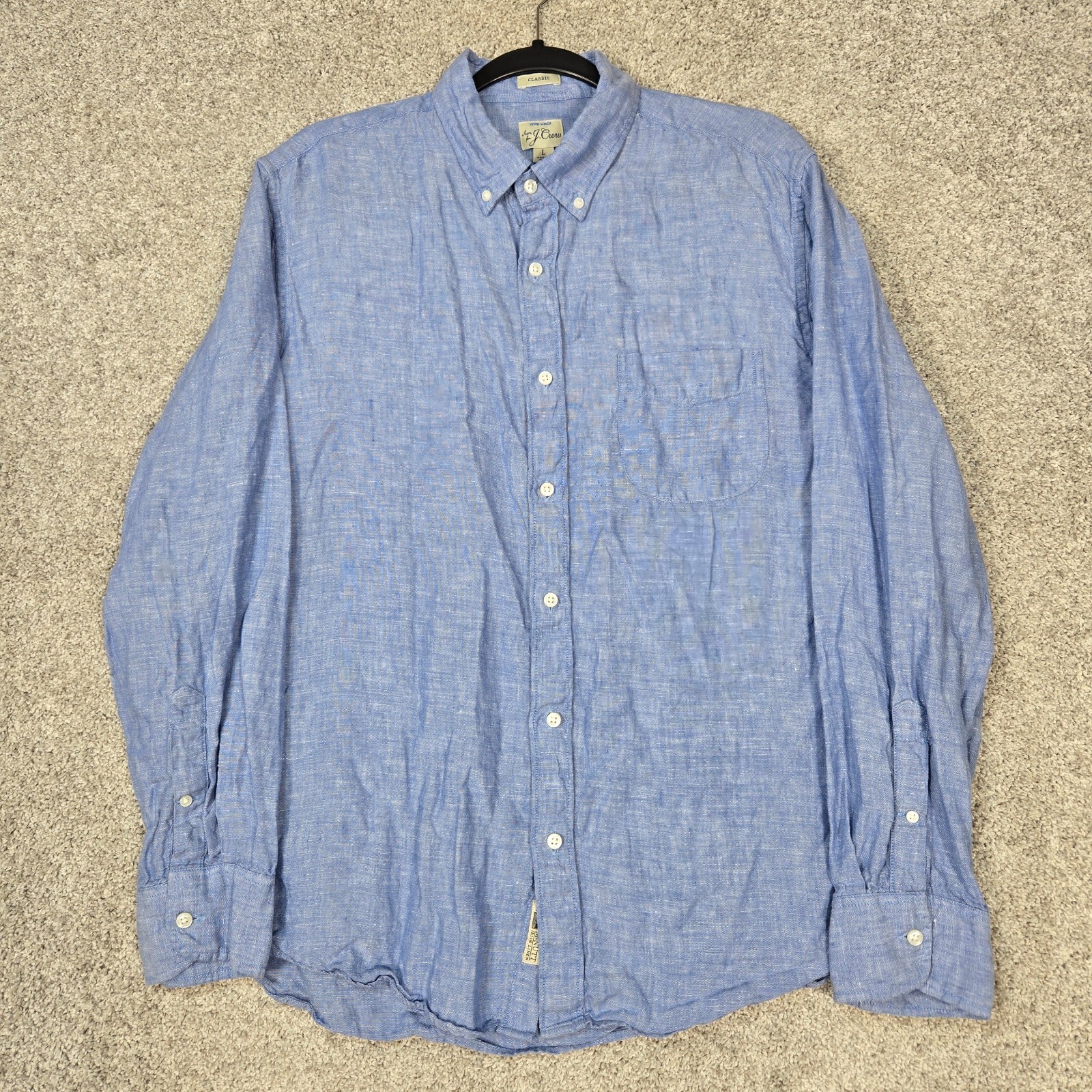 J. CREW Baird McNutt Irish Linen blue long sleeve mens Large classic fit J crew