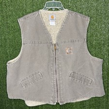 Carhartt V13 DES Duck Vest USA Sherpa Lined Tan Workwear Men  s Size 2XL