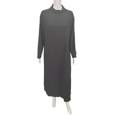 Women with Control Womens Midi Dress 1X Plus Size Black Tummy Control Mock Neck