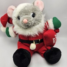 Vintage JC Penney Santa Mouse Christmas 12" Plush Sack Stuffed Animal
