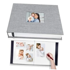  Large Photo Album Self Adhesive with Picture Display 11"x10.6" 40Pages Grey
