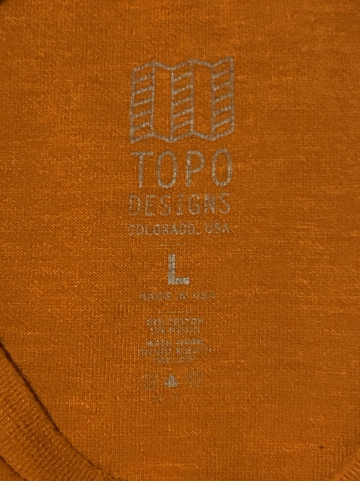 Topo Designs Mens Pocket Sweatshirt Dark Orange Long Sleeve Shirt Size Large