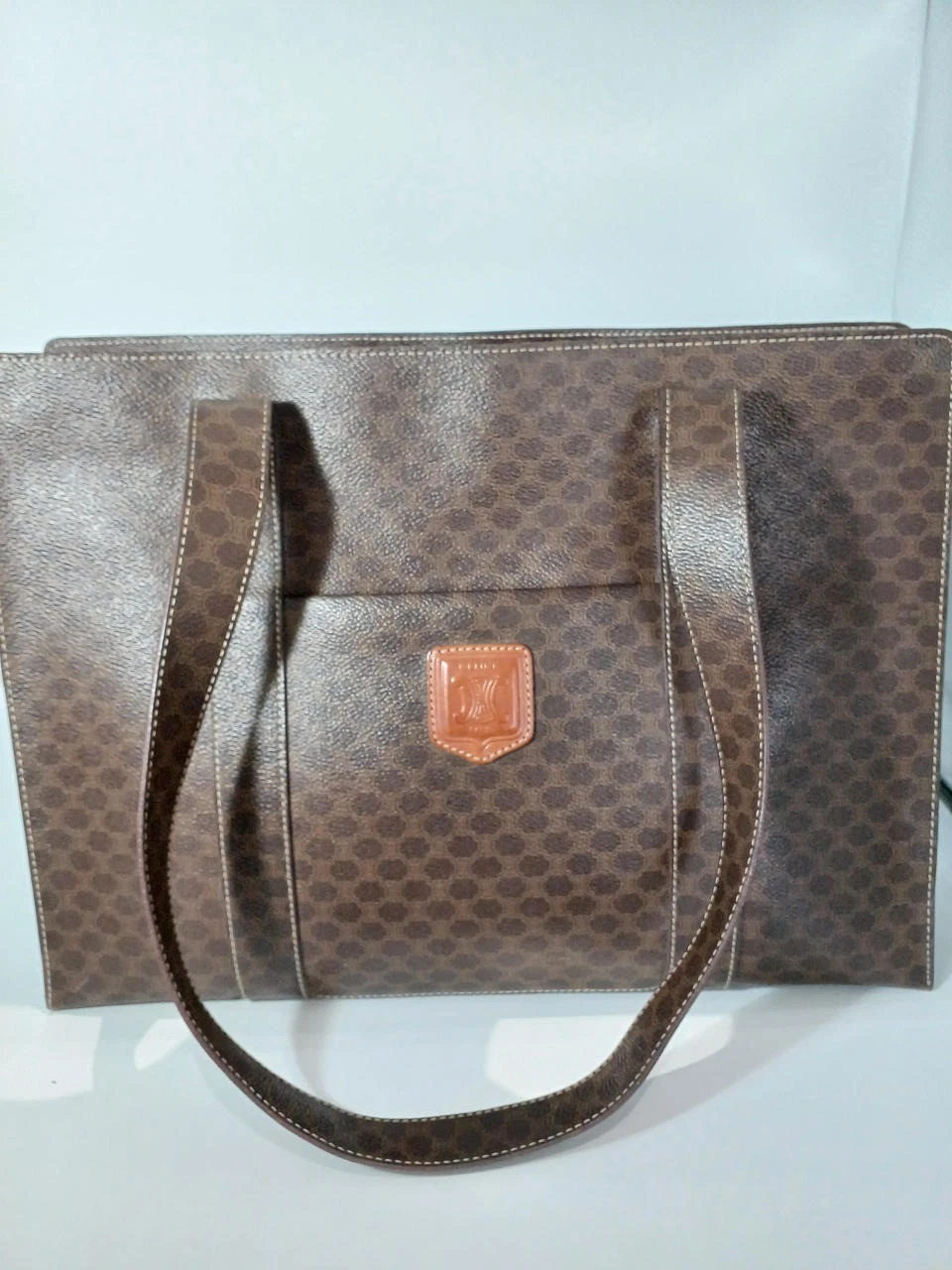 Celine — CELINE macadam Authentic Tote Bag Handbag Shoulder Logo Brown Women's Accessory