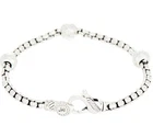 JAI Sterling Silver Hammered Station 3.7mm Box Chain Bracelet, 8"
