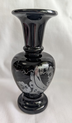 VTG Fenton Hand Painted Amethyst Glass Bud Vase Signed D. Gernel