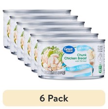  6 pack Great Value Less Sodium Chunk Chicken Breast with Rib Meat,12.5 oz, Can