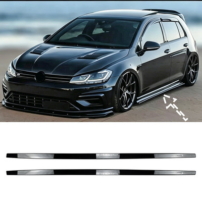 For 2012-2020 Golf GTI R MK7 MK7.5 4DR Gloss Black Side Skirts Rocker Extension
