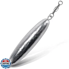 Dr.Fish 10 Pack in-line Trolling Sinkers with Swivel Torpedo Weight Lead Fish