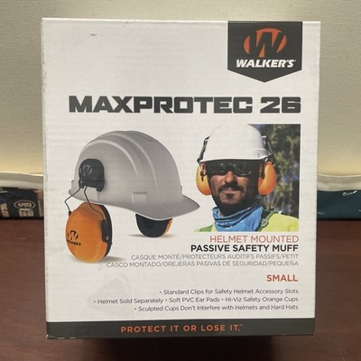 Walkers Max Protec 26 Helmet Mounted Passive Safety Muffs Sz.Small