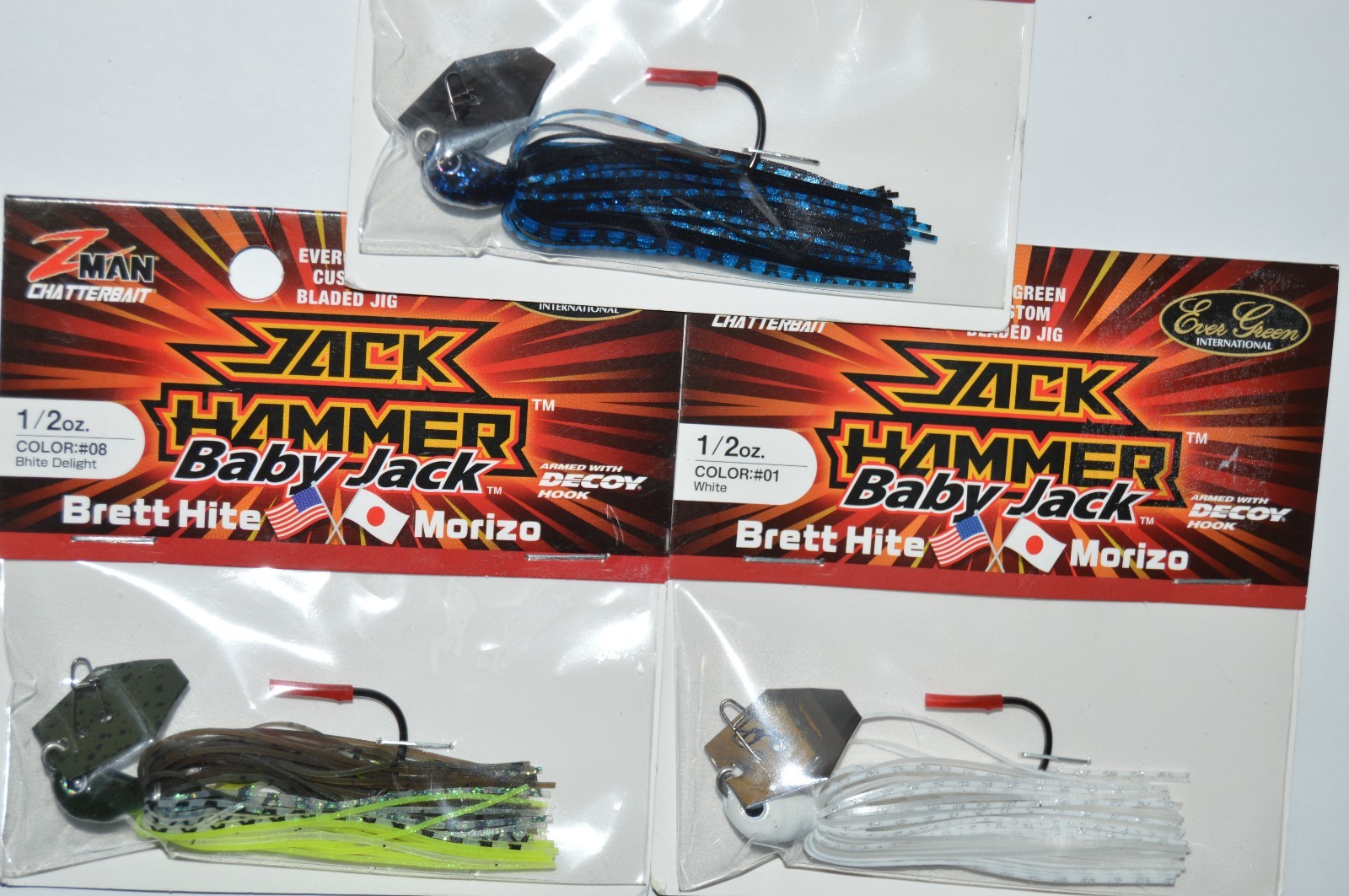 3 lures evergreen zman baby jack hammer chatterbait 1/2oz bladed jig assortment - Image 2