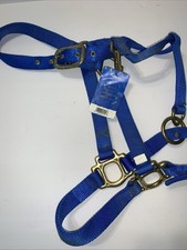 Premium Blue Nylon Horse Halter Heavy Duty Brass Hardware Triple Ply Design