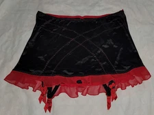 Frederick’s of Hollywood Womens XL Red Black Mesh Trim Lingerie Skirted Garter