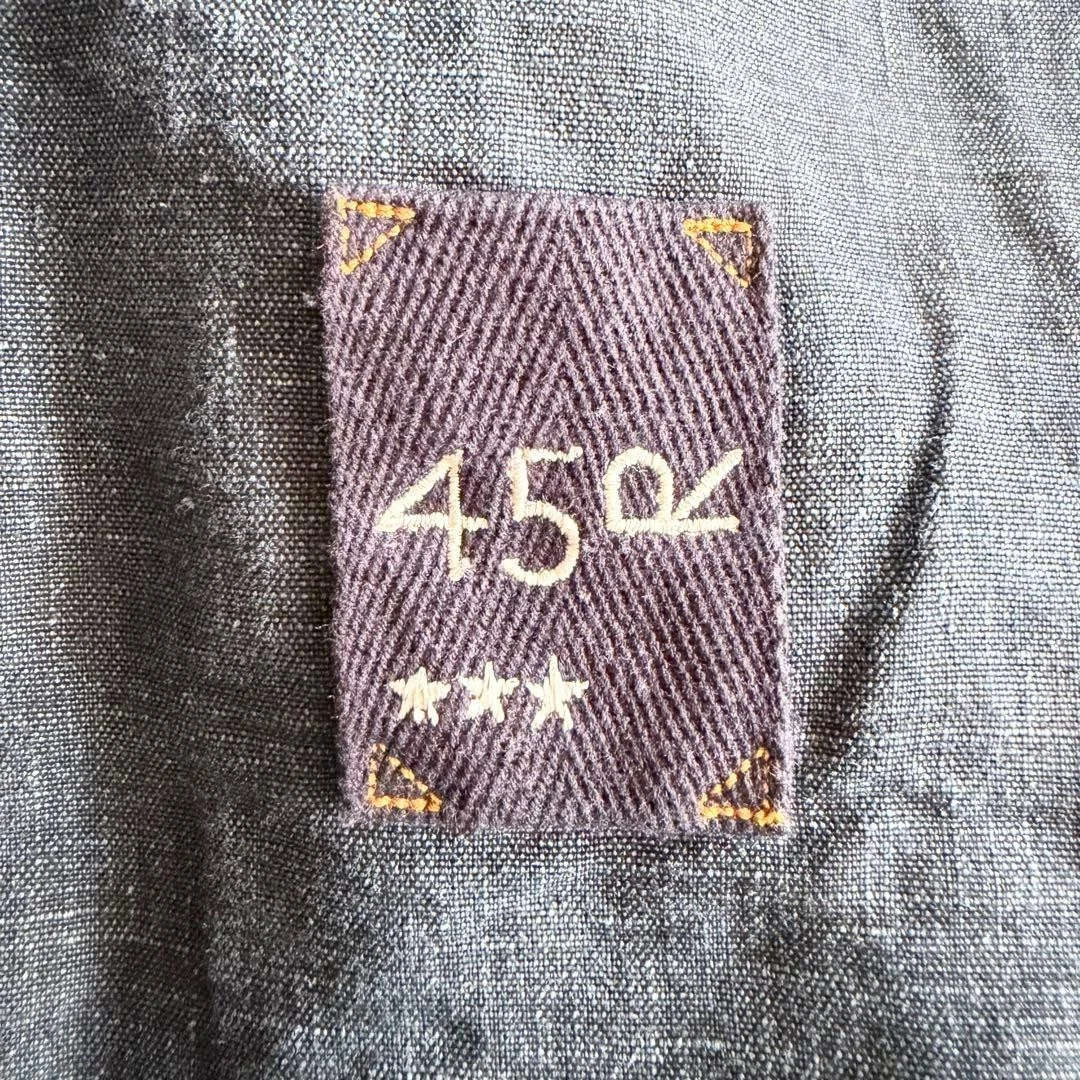 45R / 45rpm Linen Tailored Jacket Indigo Blue Size-L Excellent image 8