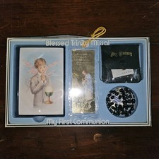 Vintage First Communion Gift Set Rosary Mass Book More