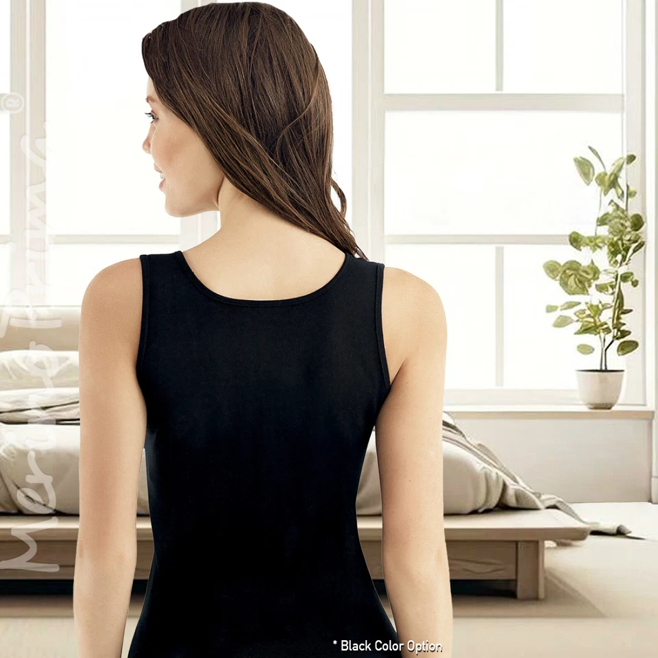 Pack de 3! Cami 100 % algodón natural correa ancha - Camiseta sin mangas camisola natural para mujer Foto 2 de 4