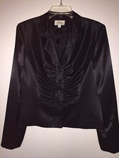 Vintage Neiman Marcus Black Satin Size 8 2 Pc Suit Short Sleeve Suit - Gorgeous