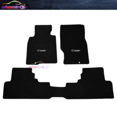 Fit For 08-13 Infiniti G37 2Dr Black Nylon Floor Mats Carpet 4pcs w/ White Coupe