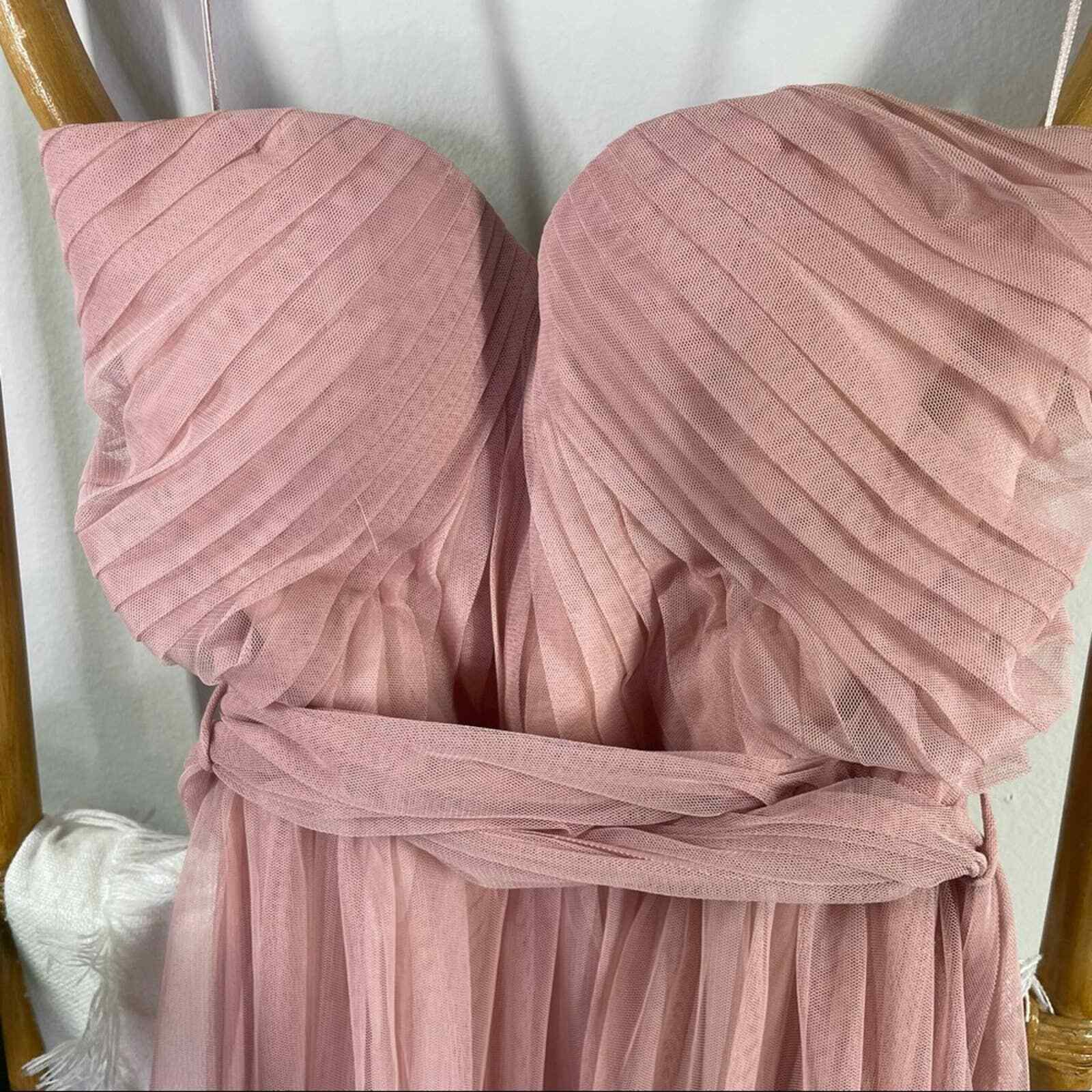 Christina - White Dot Tulle Strapless Gown (sample)