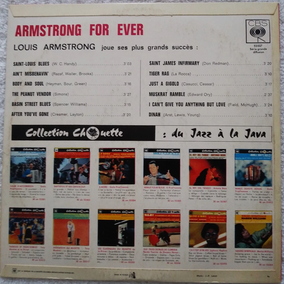 Louis Armstrong – Armstrong For Ever Vinyl LP - French - CBS Records - Image 2 of 3