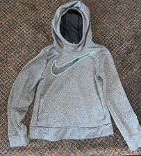 Nike Boy's Dri-Fit Pullover Training Hoodie, Grey/Black, Size: S
