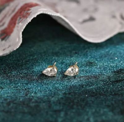 Pear Cut Moissanite Earrings Studs, Moissanite Stud Earring in Sterling  Silver