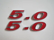 FORD 5.0 ENGINE ID FENDER HOOD SCOOP QUARTER PANEL TRUNK EMBLEMS - RED
